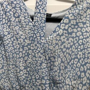 Blue and White Floral Blouse